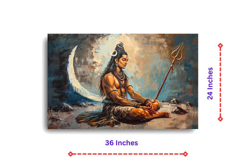 Shiva : Samadhi's Embrace Canvas Wall Painting (36 x 24 Inches)