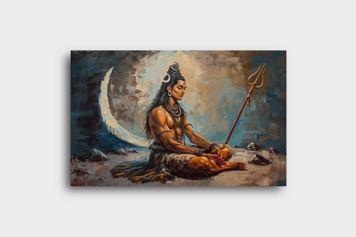 Shiva : Samadhi's Embrace Canvas Wall Painting (36 x 24 Inches)
