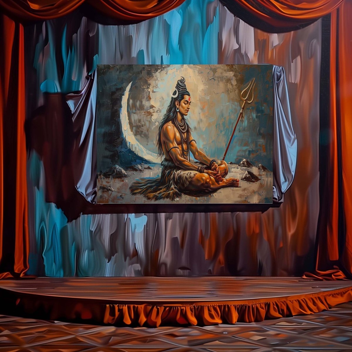 Shiva : Samadhi's Embrace Canvas Wall Painting (36 x 24 Inches)