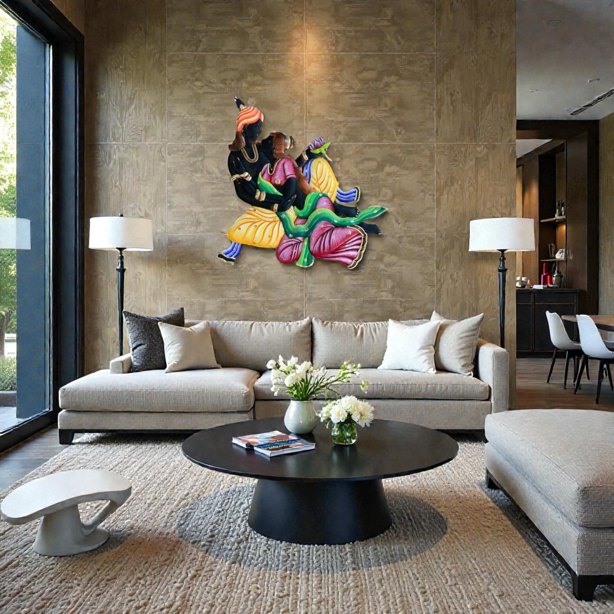 Shrinathji’s Blessing: Traditional Indian Folk Art Couple Decor (24 x 24 Inches)