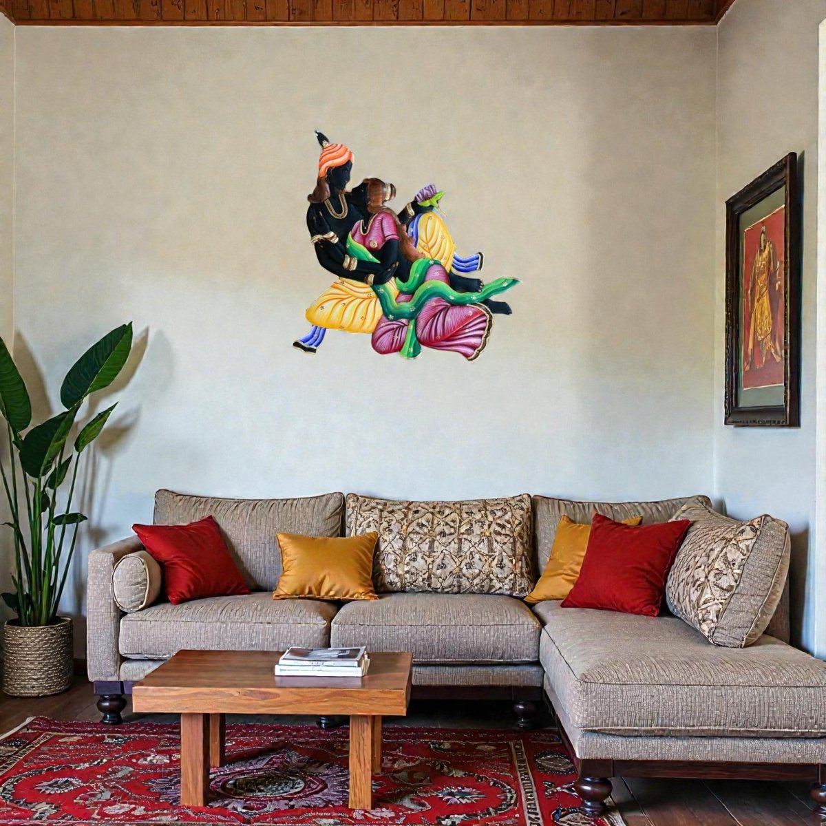 Shrinathji’s Blessing: Traditional Indian Folk Art Couple Decor (24 x 24 Inches)