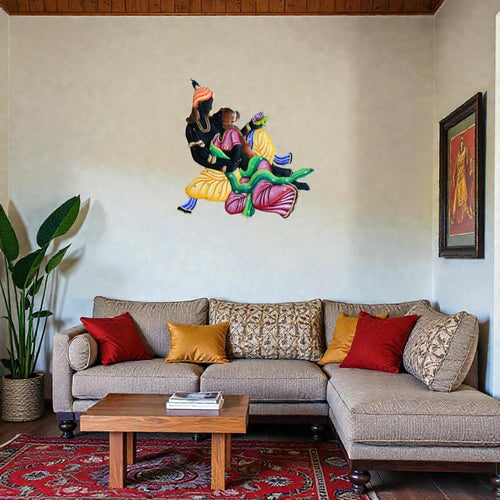 Shrinathji’s Blessing: Traditional Indian Folk Art Couple Decor (24 x 24 Inches)