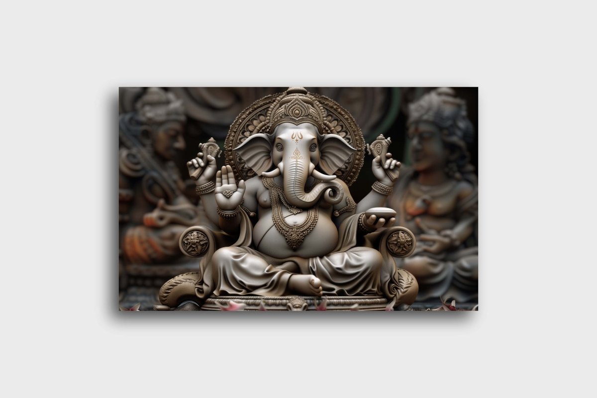 Shubh Gajananana Canvas Wall Painting (36 x 24 Inches)