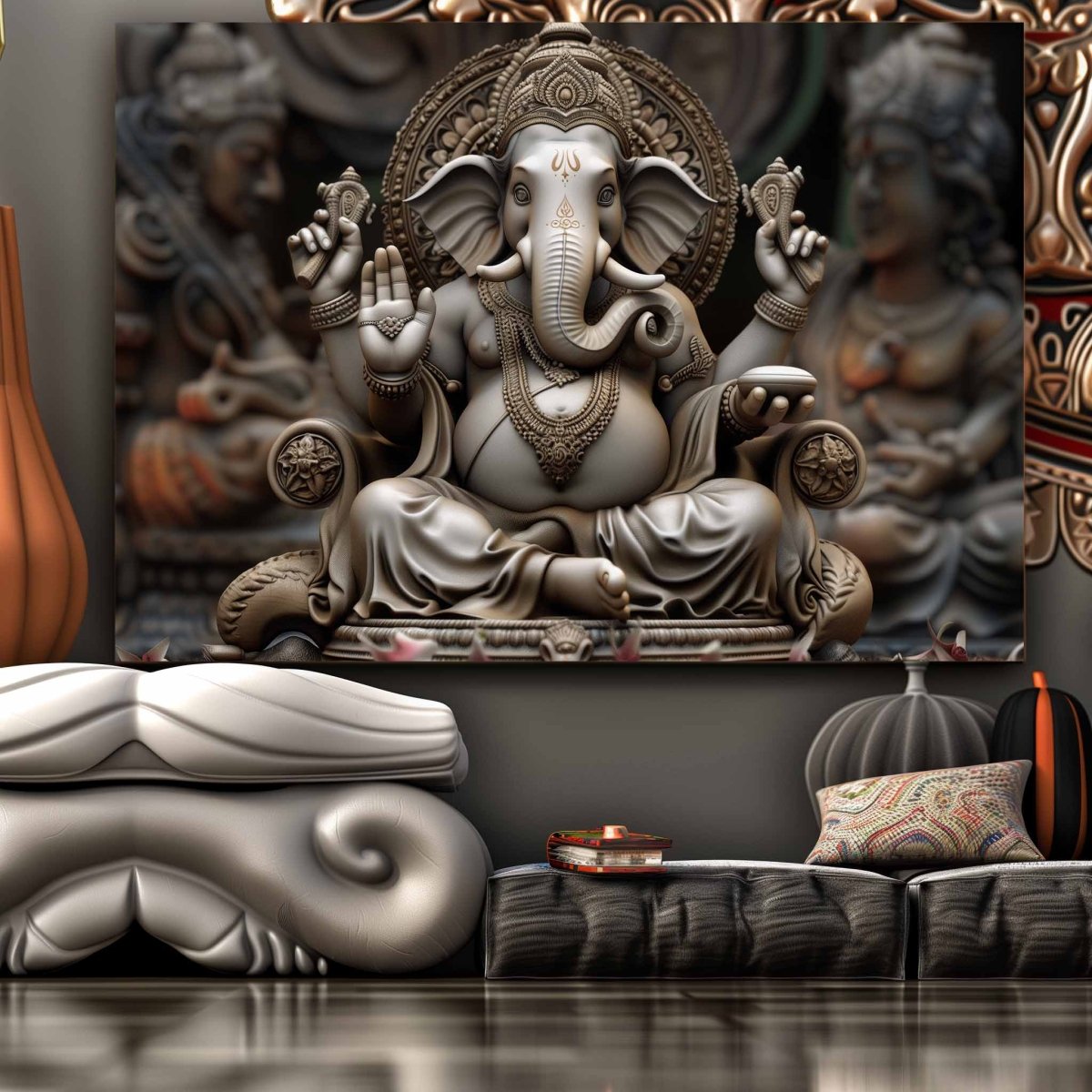 Shubh Gajananana Canvas Wall Painting (36 x 24 Inches)