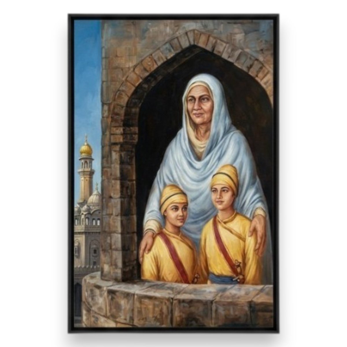 Sirhind’s Eternal Grace: Thanda Burj Sakhi: Mata Gujri & Chote Sahibzade Canvas (24 x 36 Inches)
