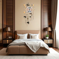 Thumbnail for Sophisticated Artistic Wall Clock with Metallic Grid and Abstract Elements (39.9 x 19.6 Inches)