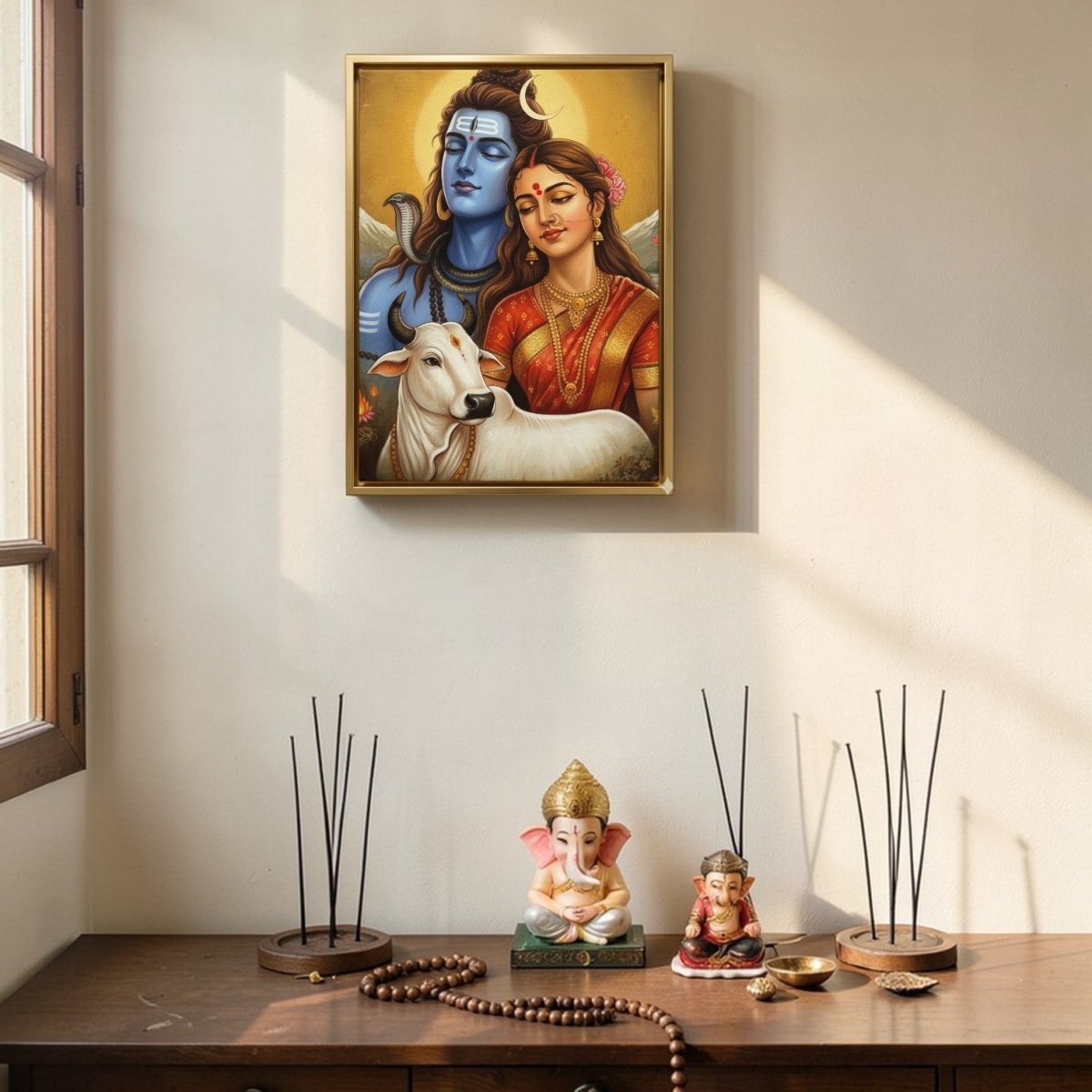 Soul of the Himalayas: Radiant Mahadev & Shakti Portrait 24 x 30 Inches