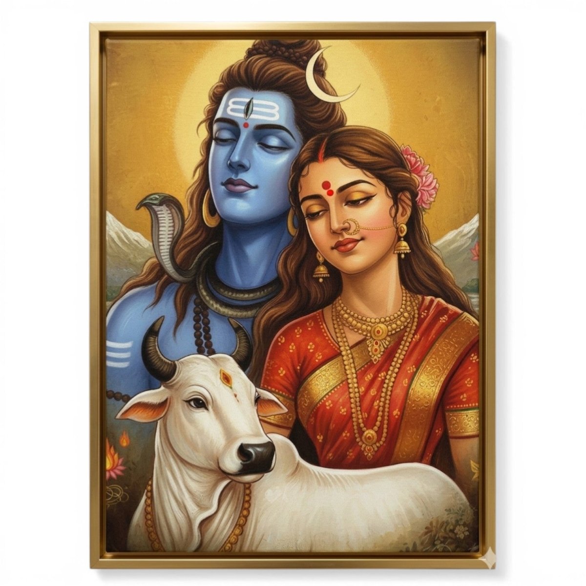 Soul of the Himalayas: Radiant Mahadev & Shakti Portrait 24 x 30 Inches