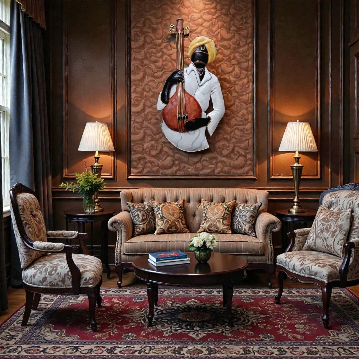 Soul of the Soil: Handcrafted Ektara Player Metal Wall Art (24 x 16 Inches)