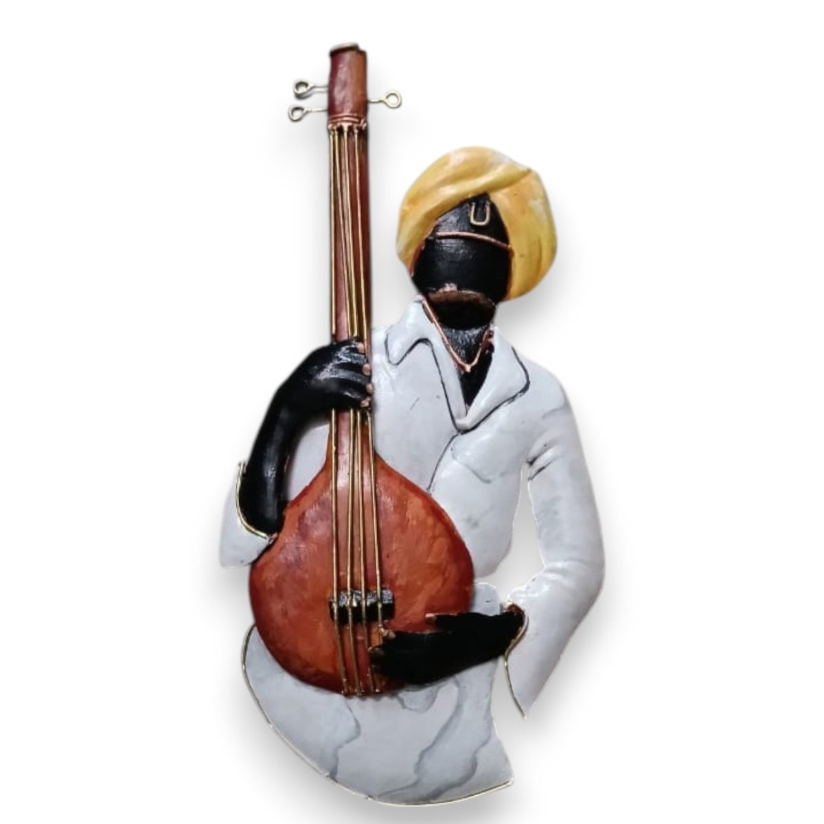 Soul of the Soil: Handcrafted Ektara Player Metal Wall Art (24 x 16 Inches)