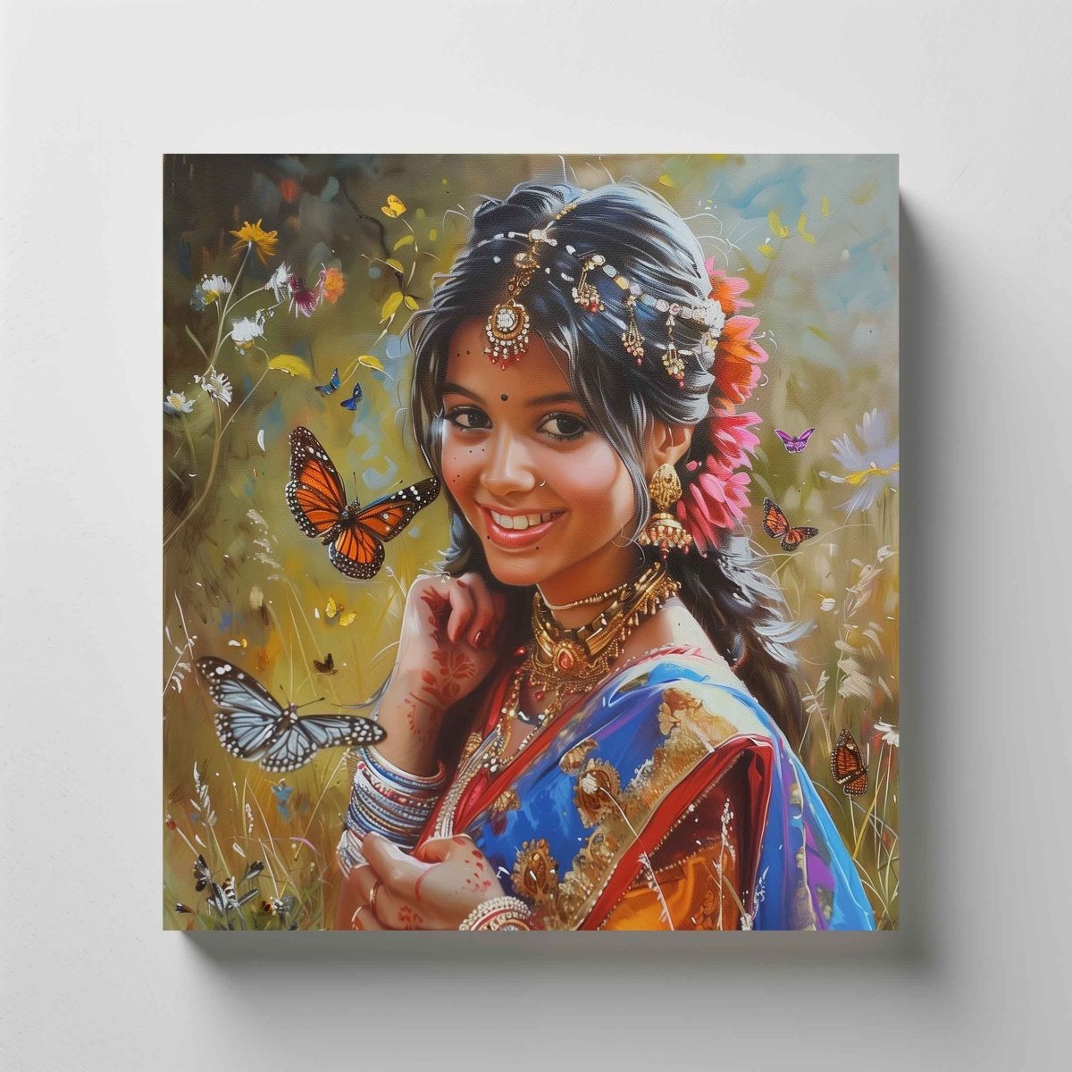 South Indian:Concrete Jungle's Butterfly Canvas Wall Painting (36 x 36 Inches)