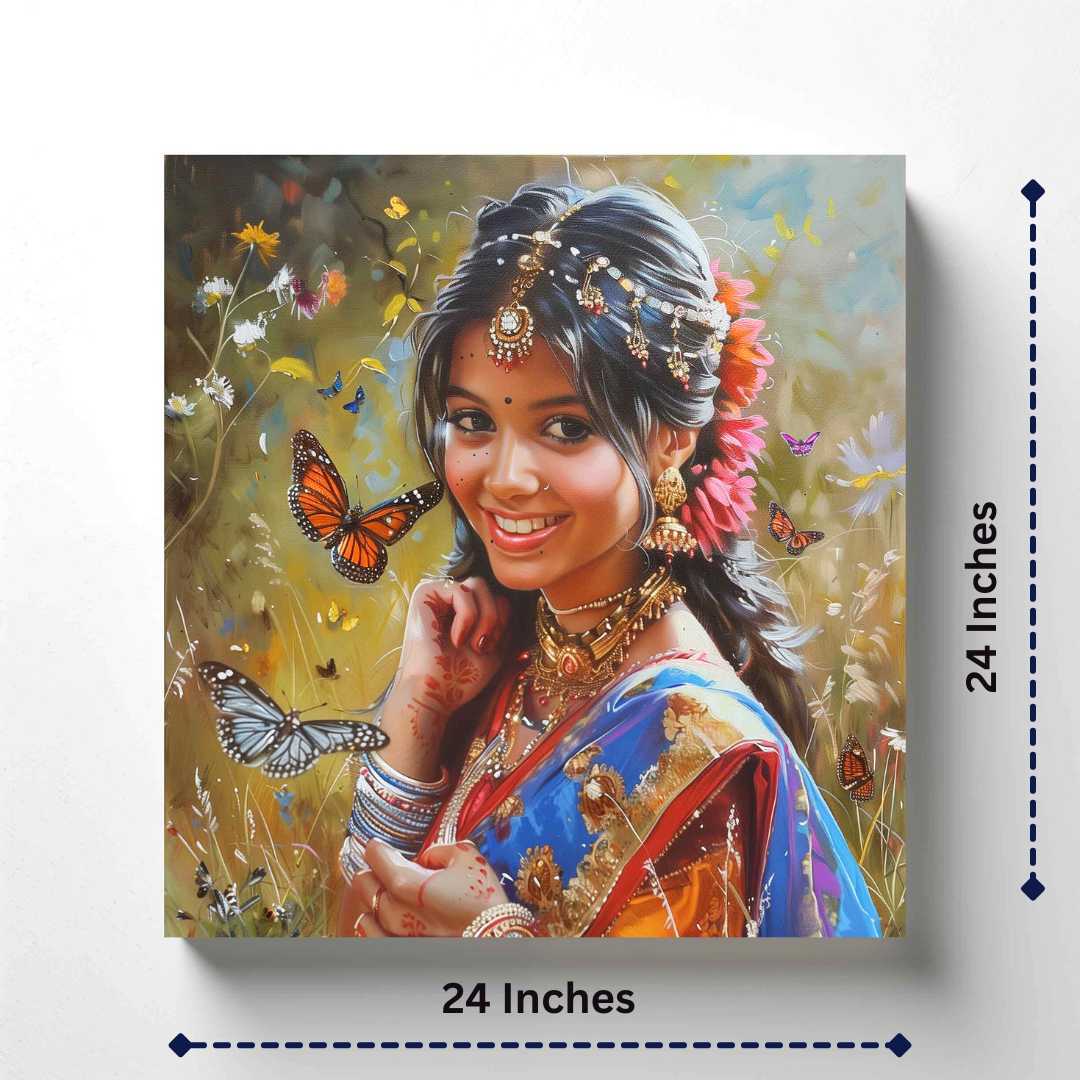 South Indian:Concrete Jungle's Butterfly Canvas Wall Painting (36 x 36 Inches)