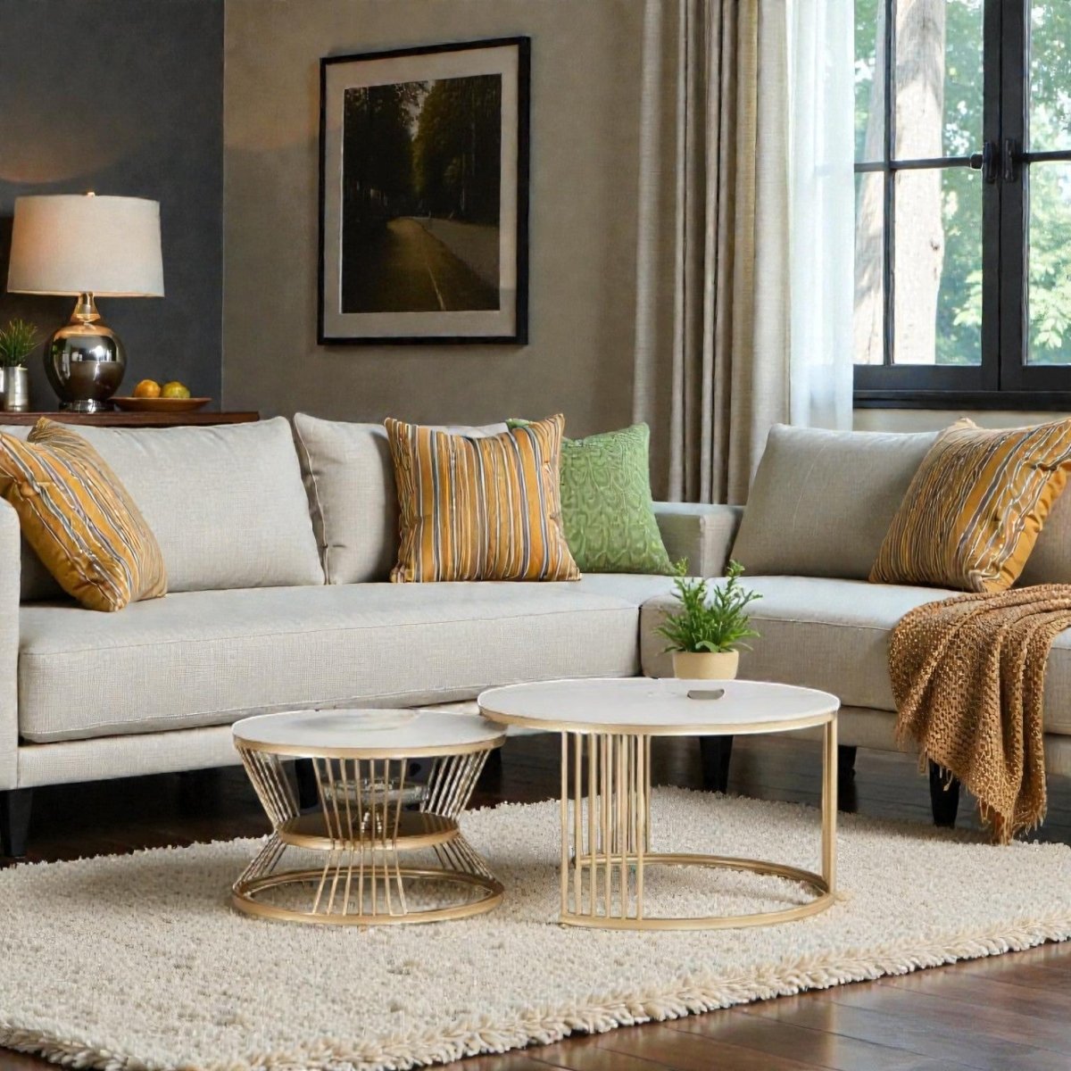 Space - Saving Chic Black & White Terrazzo Marble Nesting Tables