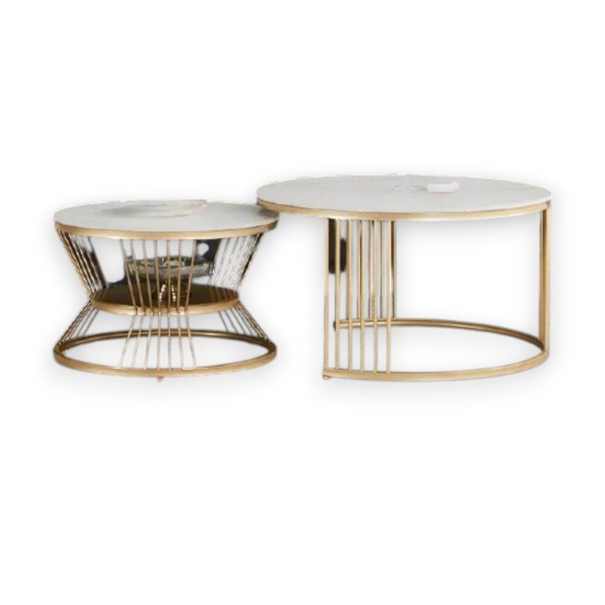 Space - Saving Chic Black & White Terrazzo Marble Nesting Tables