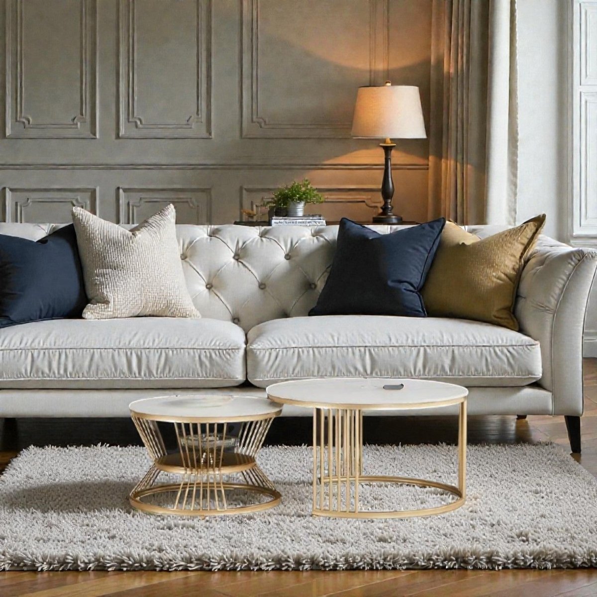 Space - Saving Chic Black & White Terrazzo Marble Nesting Tables