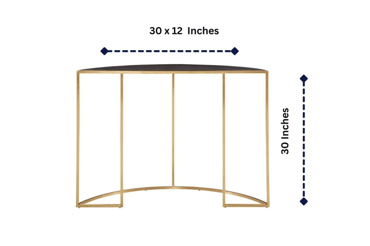 Space Saving Semi Circle Marble Top & Gold Frame