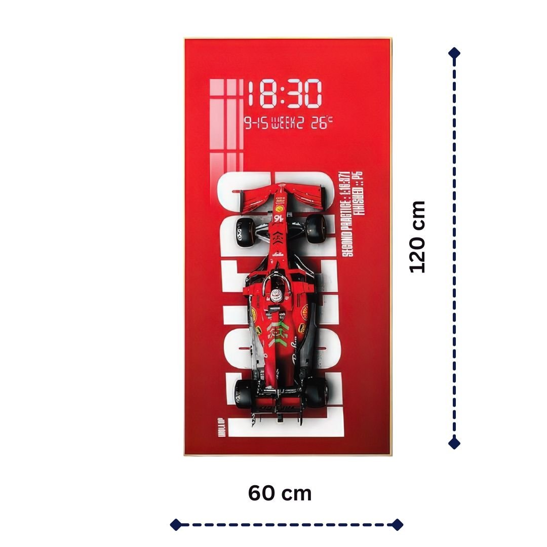 Speed Demon F1 Racing Wall Art with Time (60 x 120 CM)