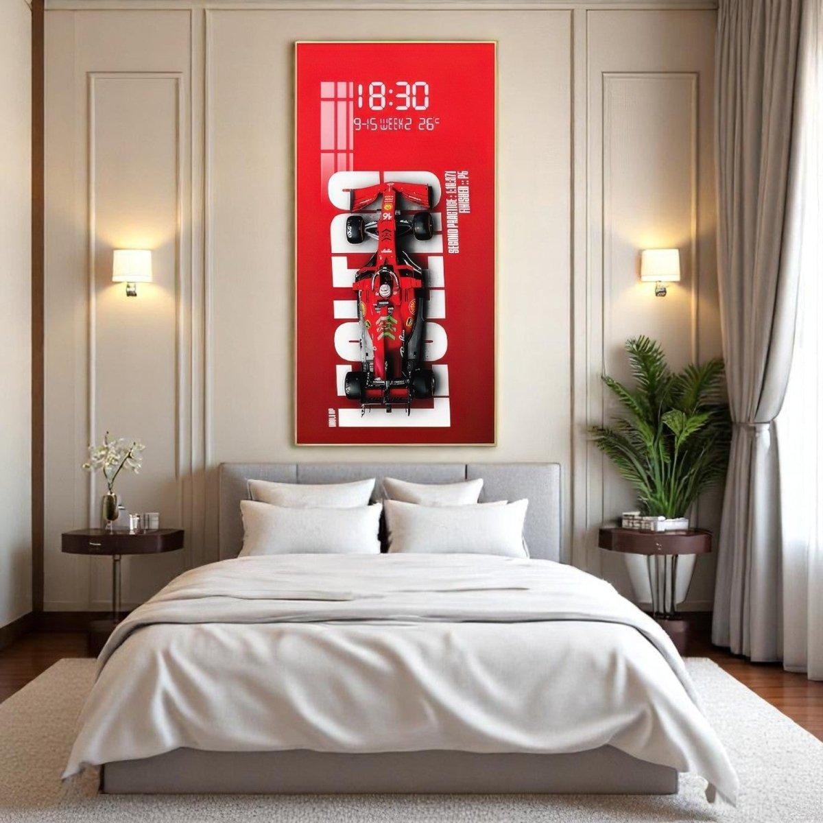 Speed Demon F1 Racing Wall Art with Time (60 x 120 CM)