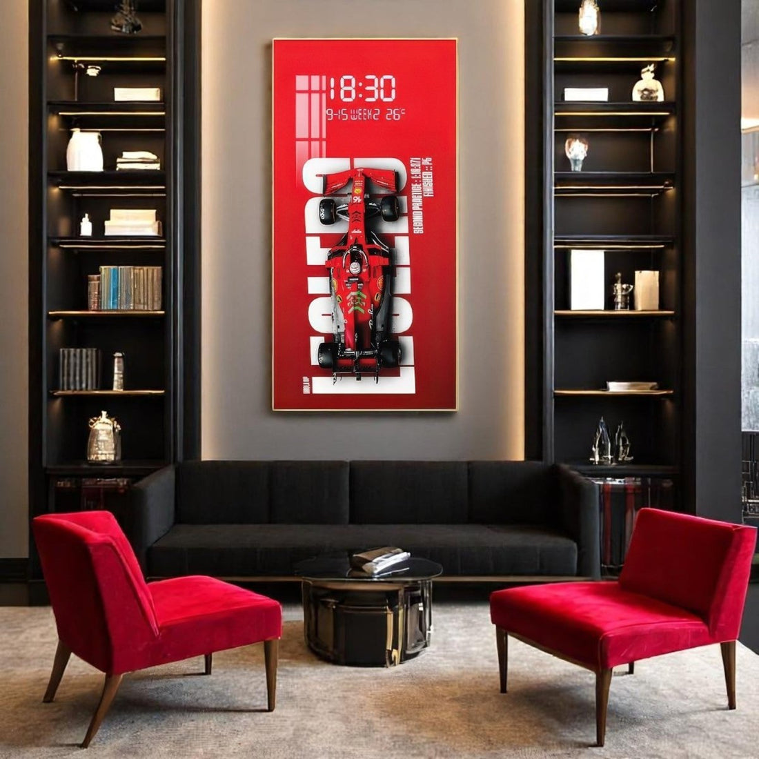 Speed Demon F1 Racing Wall Art with Time (60 x 120 CM)
