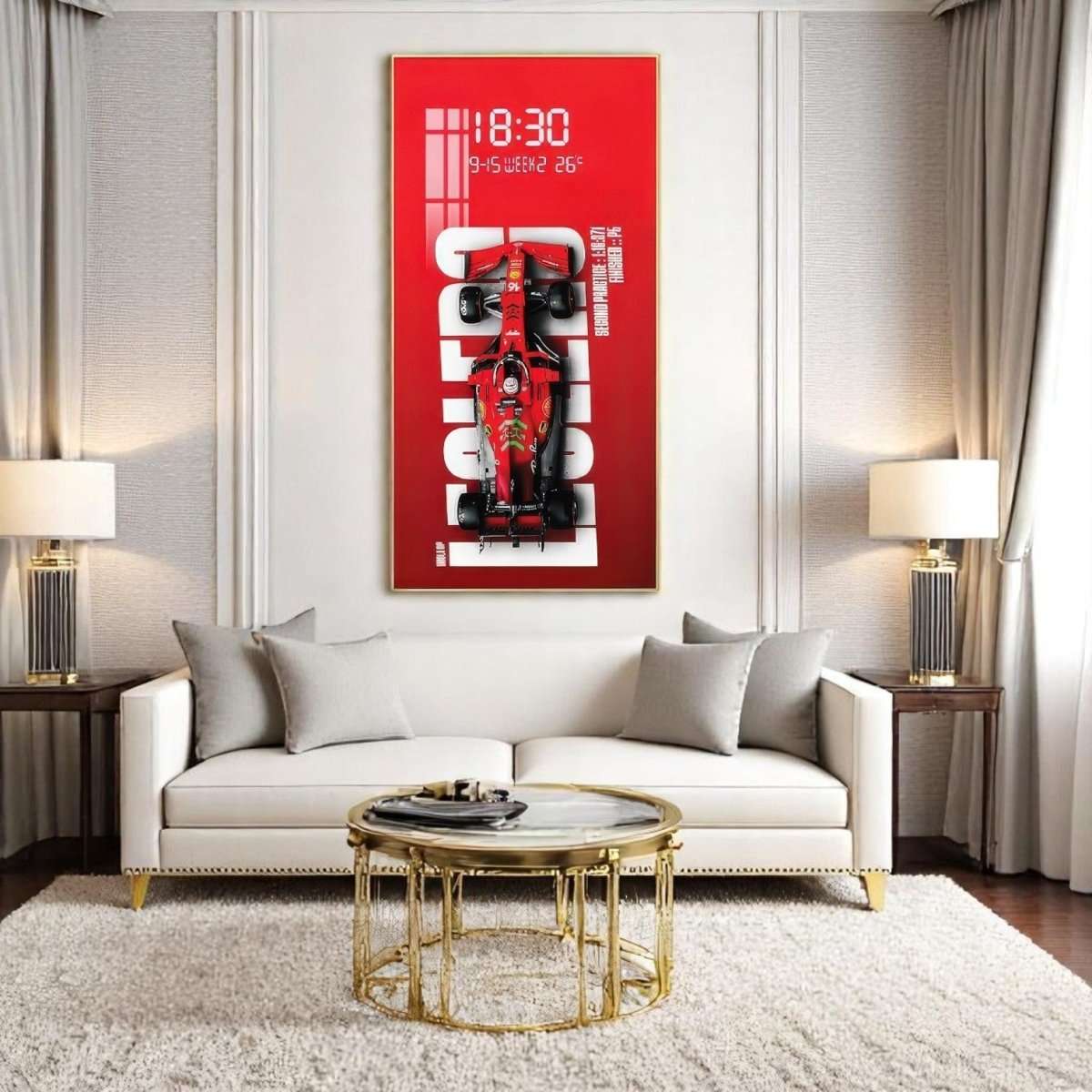 Speed Demon F1 Racing Wall Art with Time (60 x 120 CM)