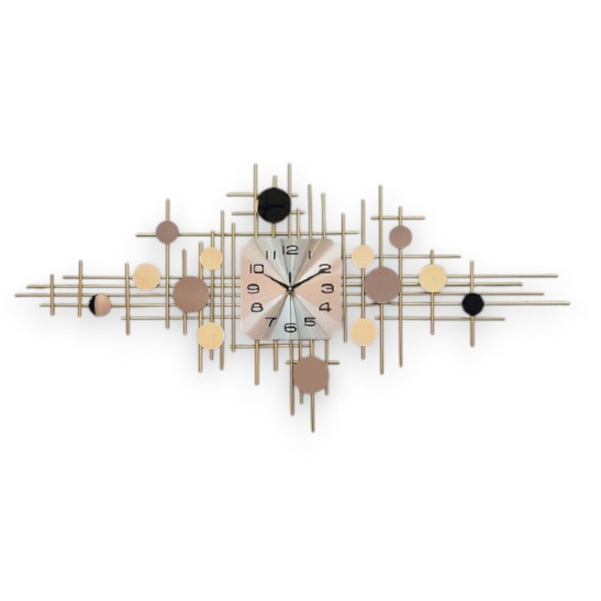 Stylish Abstract Wall Clock with Metallic Circles (47.2 x 23.6 Inches)