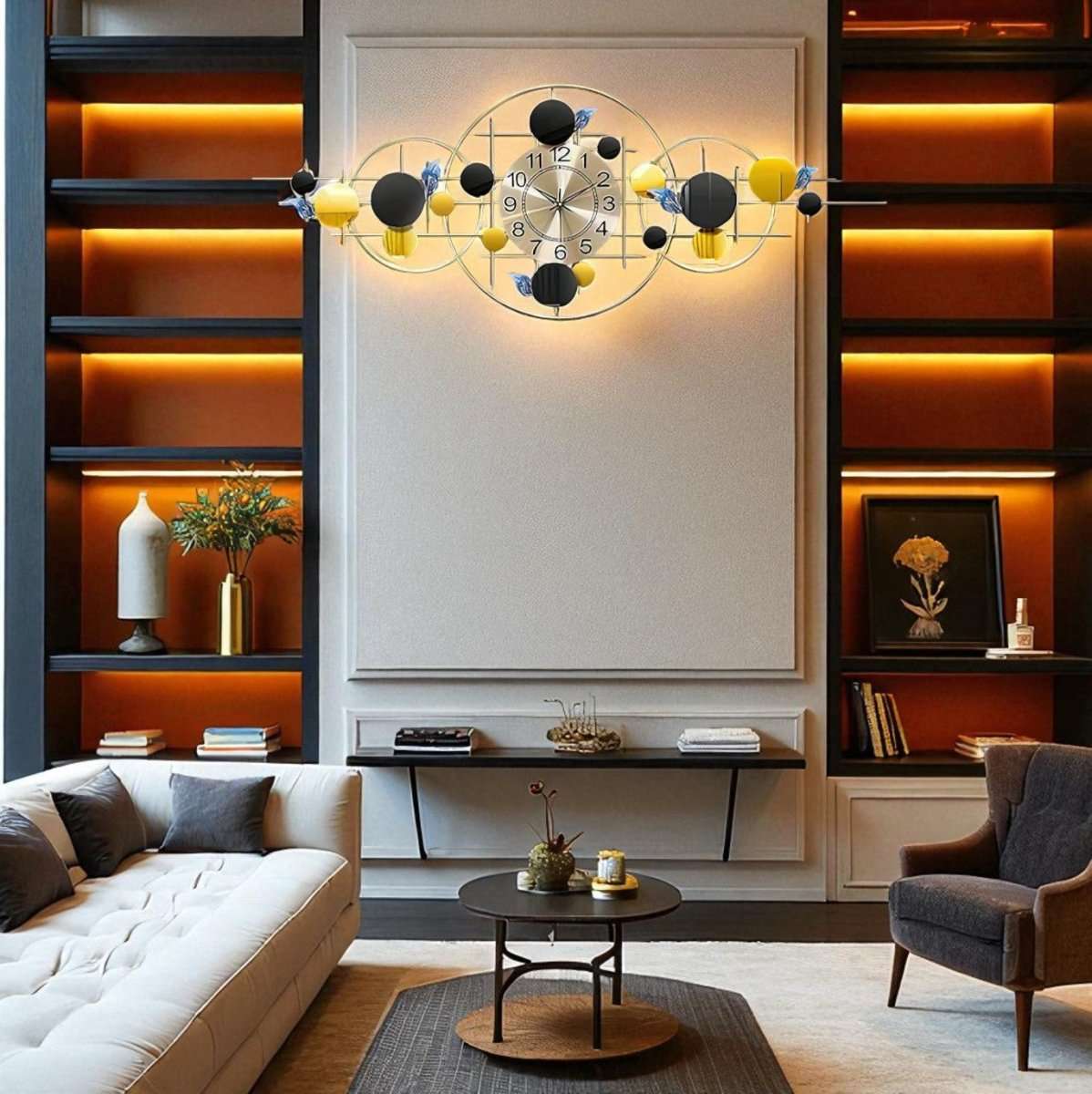 Symphony:Geometric Wall Clock (48 x 25 Inches)