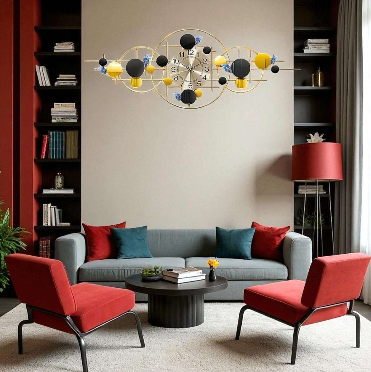 Symphony:Geometric Wall Clock (48 x 25 Inches)