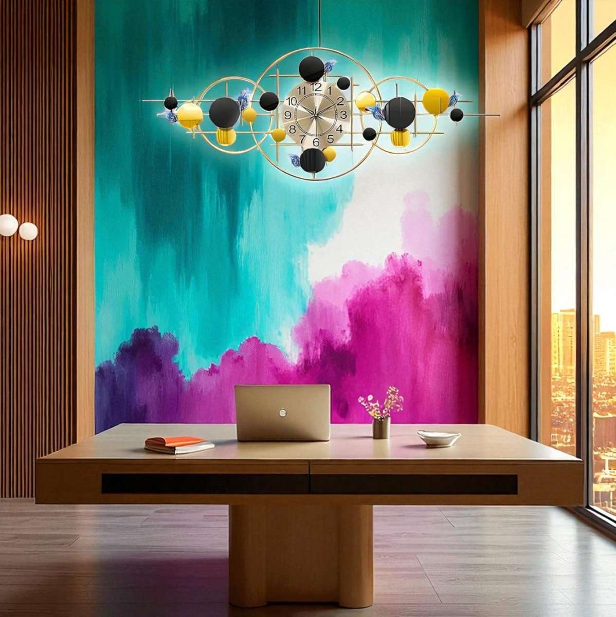 Symphony:Geometric Wall Clock (48 x 25 Inches)