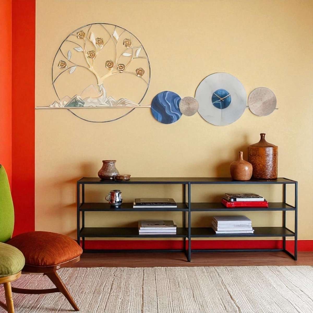 Tangerine Eclipse Wall Clock (59 x 24 Inches)