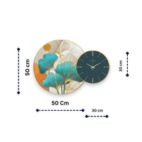 Thumbnail for Teal & Gold Ginkgo Timepiece Art (50 X 50 CM )
