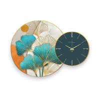 Thumbnail for Teal & Gold Ginkgo Timepiece Art (50 X 50 CM )