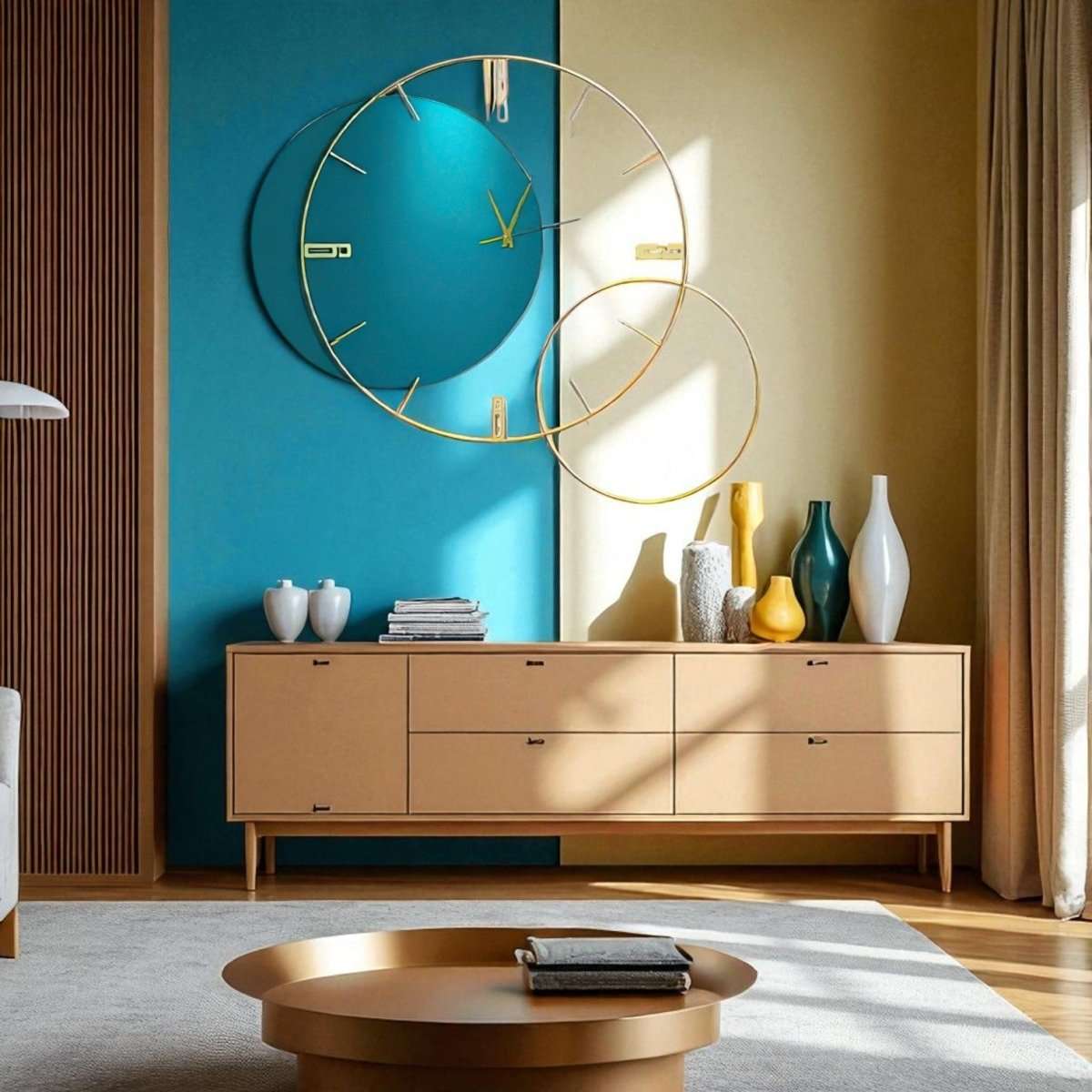 Teal Time Orb Timepiece (27.4 x 23.4 Inches)