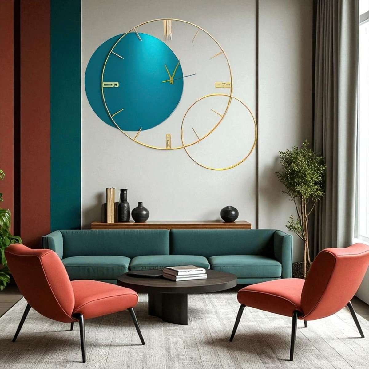 Teal Time Orb Timepiece (27.4 x 23.4 Inches)