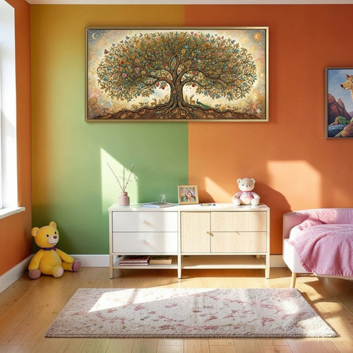 The Abundance Tree: Hand - Painted Style Tree of Life (48 x 24 Inches)