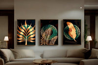 Thumbnail for The Aureate Splendor Crystal Glass Painting Set of 3 (150 x 70 Cm)