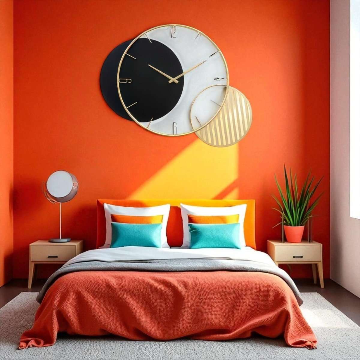 The Black & Gold Intersect Solar Halo Clock (30 x 27 Inches)