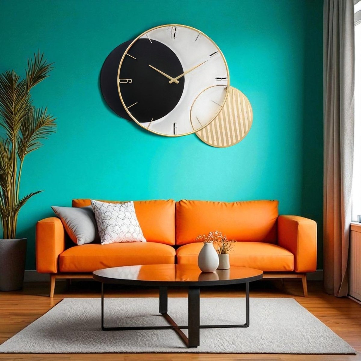 The Black & Gold Intersect Solar Halo Clock (30 x 27 Inches)