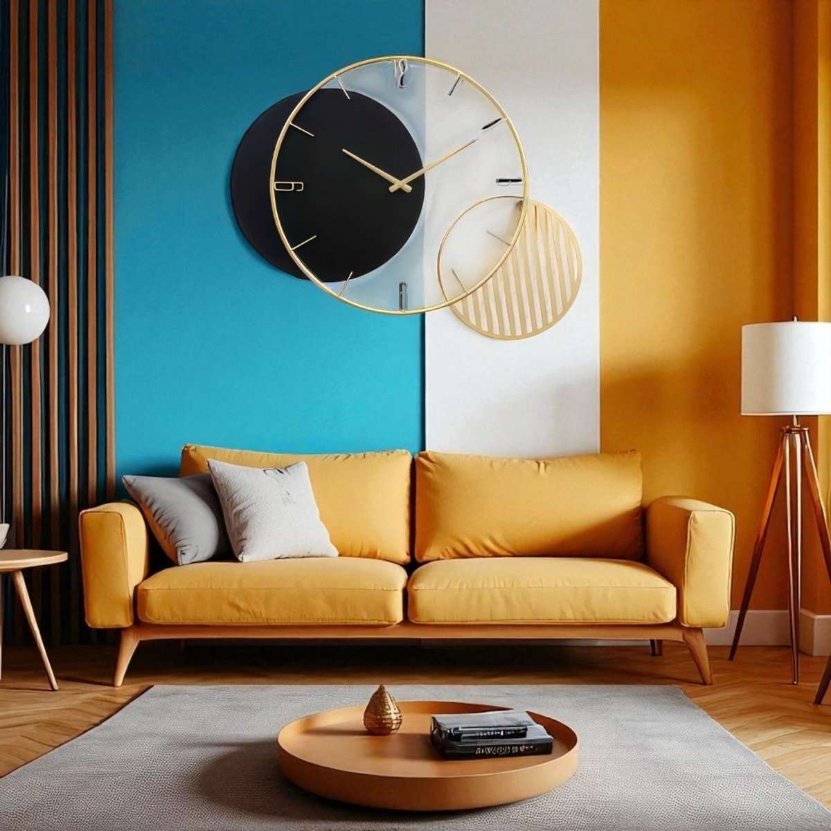 The Black & Gold Intersect Solar Halo Clock (30 x 27 Inches)