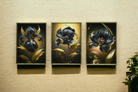 Thumbnail for The Black & Gold Opulence Crystal Glass Painting Set of 3 (150 x 70 Cm)