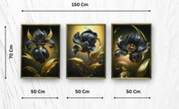 Thumbnail for The Black & Gold Opulence Crystal Glass Painting Set of 3 (150 x 70 Cm)