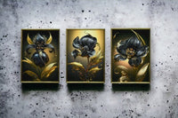 Thumbnail for The Black & Gold Opulence Crystal Glass Painting Set of 3 (150 x 70 Cm)