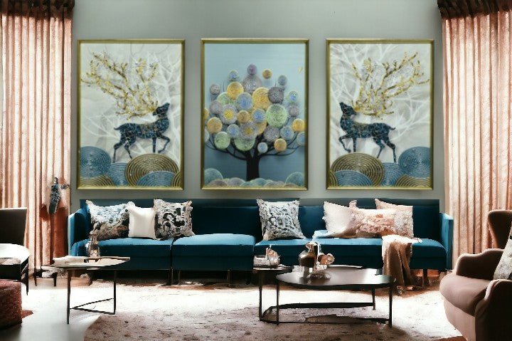 The Branching Narrative Crystal Glass Painting Set of 3 (150 x 70 Cm)
