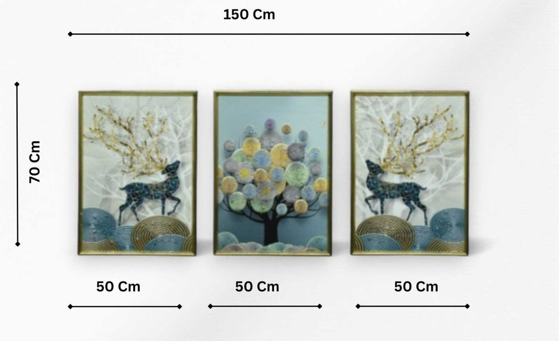 The Branching Narrative Crystal Glass Painting Set of 3 (150 x 70 Cm)
