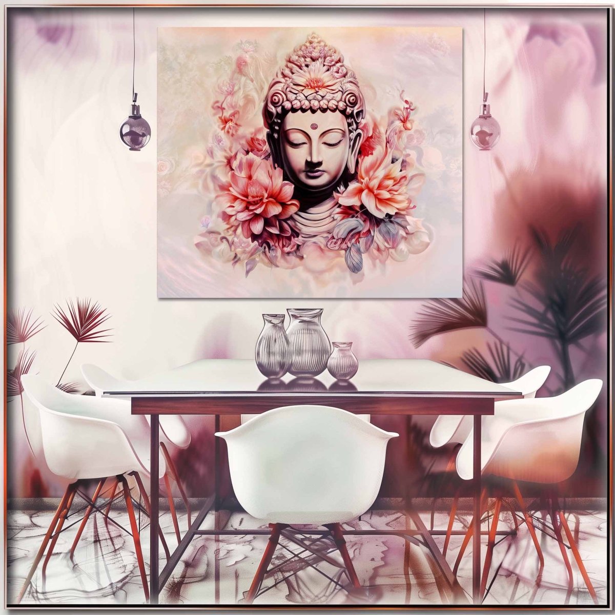 The Buddha of Flowers Canvas Wall Painiting (36 x 36 Inches)