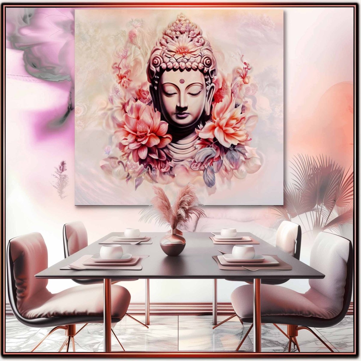 The Buddha of Flowers Canvas Wall Painiting (36 x 36 Inches)