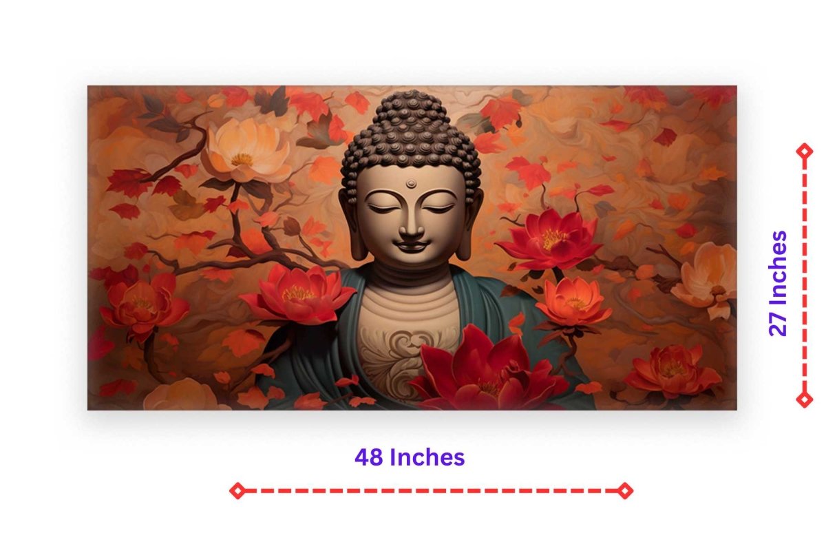 The Buddha's Smile in Red Bloom (48 x 27 Inches )