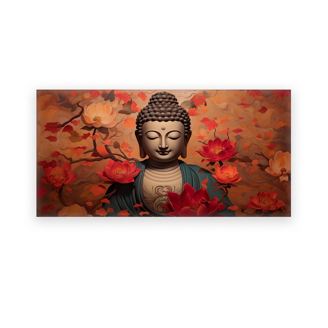 The Buddha's Smile in Red Bloom (48 x 27 Inches )