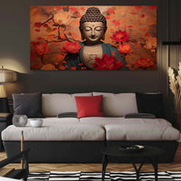 Thumbnail for The Buddha's Smile in Red Bloom (48 x 27 Inches )