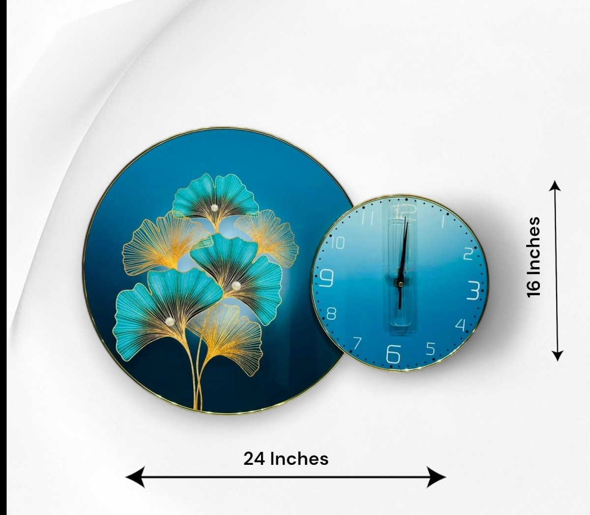 The Cerulean Cascade Crystal Wall Clock (24 x 16 Inches)