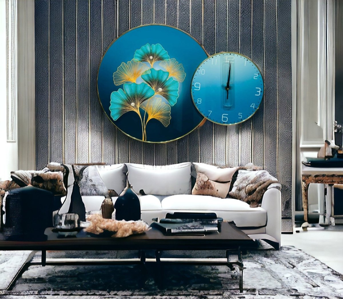 The Cerulean Cascade Crystal Wall Clock (24 x 16 Inches)